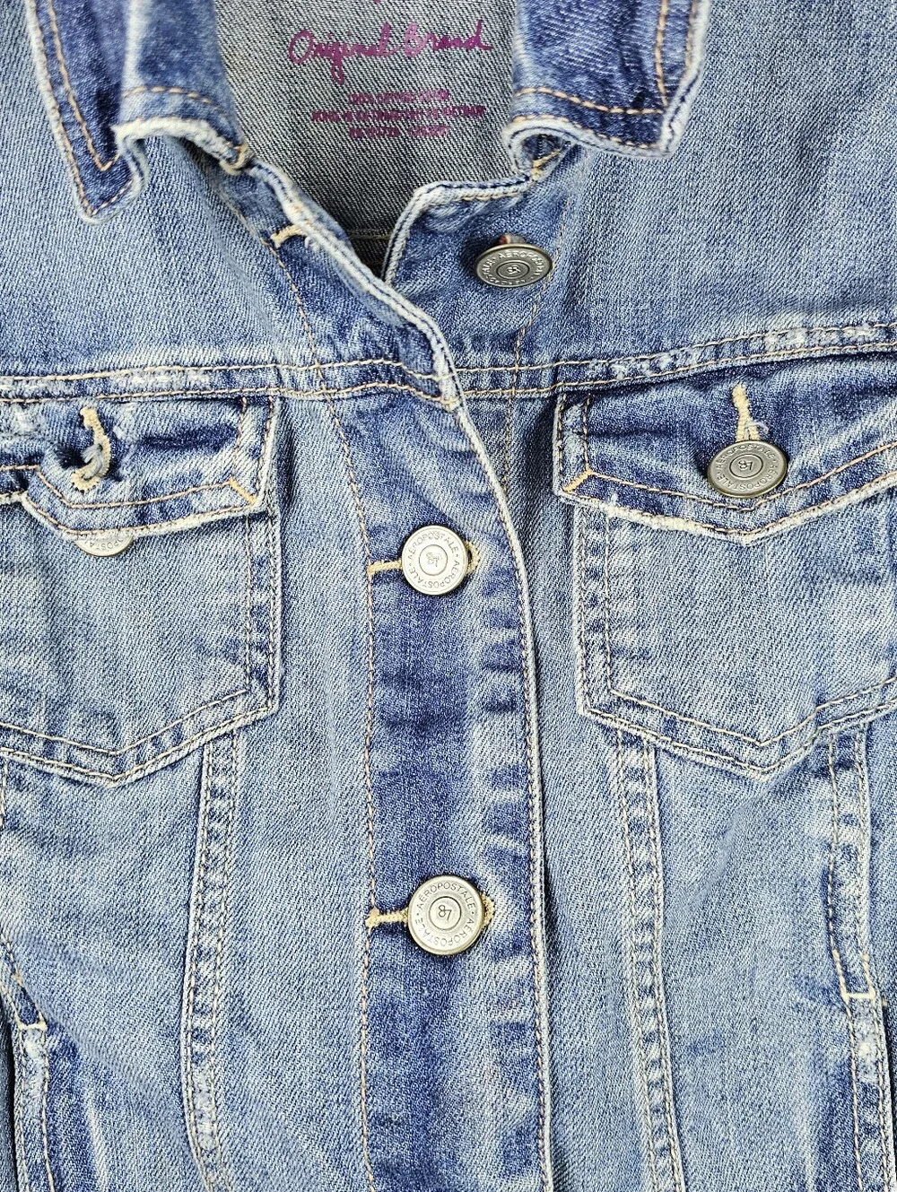Aeropostale Y2K Cropped Denim Jean Vest Lightly Distressed Women's Lg Festival